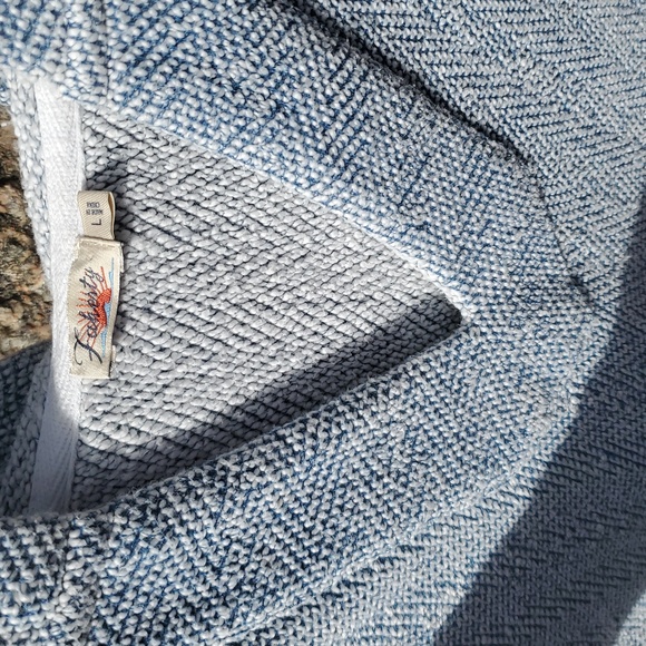 Faherty Seabrook French Terry Hoodie Poncho V-Neck Herringbone Large - Picture 5 of 16